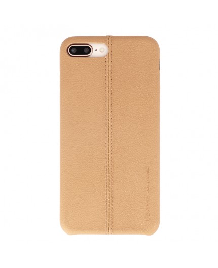 Coque de Protection style Cuir Usams pour iPhone 7 Plus et 8 Plus - Marron clair