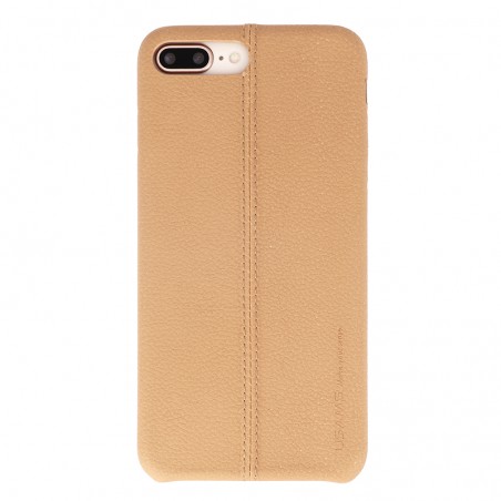 Coque de Protection style Cuir Usams pour iPhone 7 Plus et 8 Plus - Marron clair