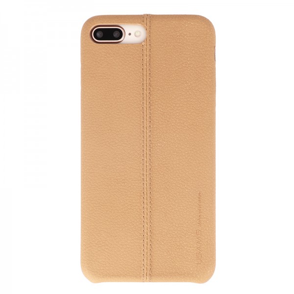 Coque de Protection style Cuir Usams pour iPhone 7 Plus et 8 Plus - Marron clair