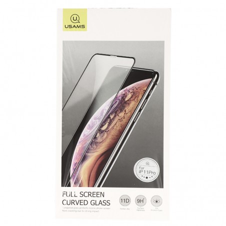 Film de Protection en Verre Trempé Intégral Usams pour iPhone 11 Pro, X et XS - Noir