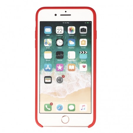 Coque Silicone Gomme intérieur façon velours iPhone 7 Plus et 8 Plus - Rouge