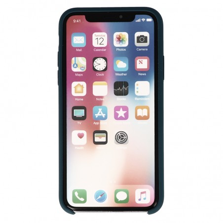 Coque Silicone Gomme intérieur façon velours iPhone X et XS - Bleu Cosmos