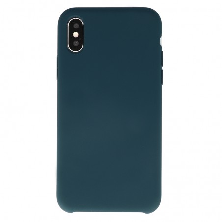 Coque Silicone Gomme intérieur façon velours iPhone X et XS - Bleu Cosmos