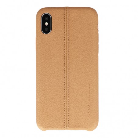 Coque de Protection style Cuir Usams pour iPhone X/Xs - Marron clair