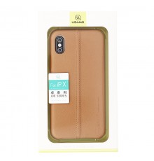 Coque de Protection style Cuir Usams pour iPhone X/Xs - Marron clair