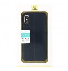 Coque de Protection style Cuir Usams pour iPhone X/Xs - Bleu