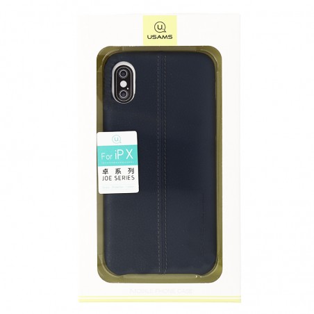 Coque de Protection style Cuir Usams pour iPhone X/Xs - Bleu