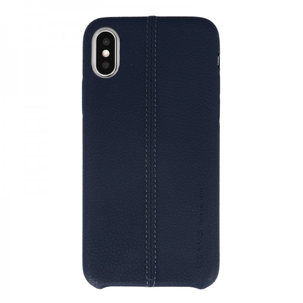 Coque de Protection style Cuir Usams pour iPhone X/Xs - Bleu