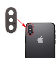 Lentille caméra arrière avec contour iPhone X - Blanc