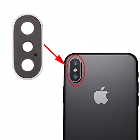Lentille caméra arrière avec contour iPhone X - Blanc