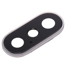 Lentille caméra arrière avec contour iPhone X - Blanc