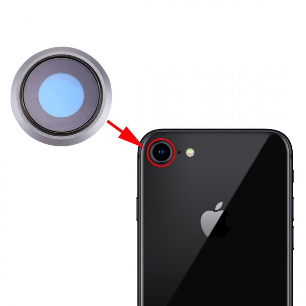 Lentille caméra arriére avec contour iPhone 8 et SE (2020) - Argent