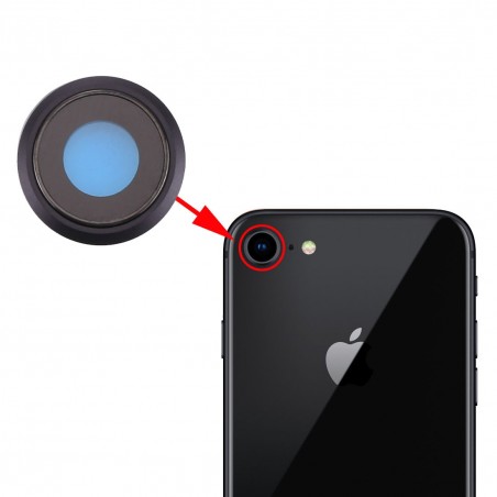 Lentille caméra arrière avec contour iPhone 8 et SE 2020 - Noir