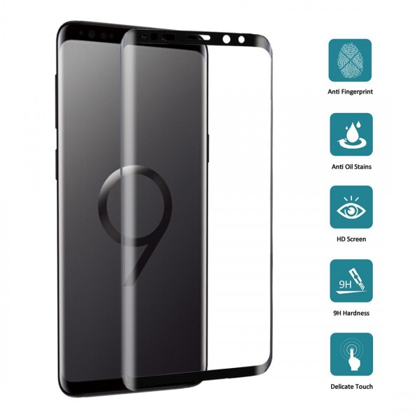 Film en Verre Trempé Incurvé Samsung Galaxy S9+ (G965F) - Contour Noir