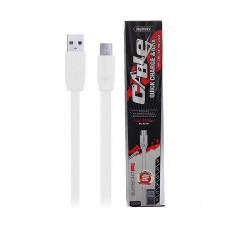 Câble Micro USB REMAX RC-001m Full Speed (Charge Rapide) 2 Métres - Blanc