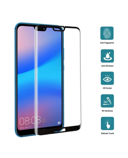 Film en Verre Trempé Intégral Huawei P20 Lite et Nova 3e - Contour Noir