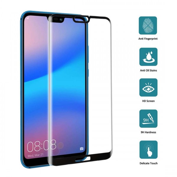Film en Verre Trempé Intégral Huawei P20 Lite et Nova 3e - Contour Noir