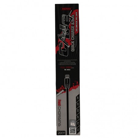 Câble Lightning REMAX RC-001i Full Speed (Charge Rapide) 2 Métres - Noir